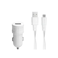 Avtopolnilec RivaPower VA4211 WD1 Bela 1A / 1xUSB + kabel microUSB 1,0 m