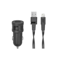 Avto polnilec RivaPower VA4215 BD2 Črn 1A / 1xUSB + MFi Lightning kabel 1,2m