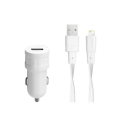 Avtopolnilec RivaPower VA4215 WD2 Bela 1A / 1xUSB + MFi Lightning kabel 1,2 m