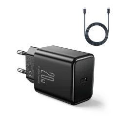 Stenski polnilnik USB-C PD 20 W + kabel USB-C JR-TCF06 črn