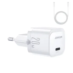 Stenski polnilec USB-C PD 20W + kabel USB-C JR-TCF02, bel