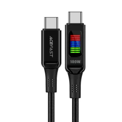 USB-C - USB-C kabel 100W z zaslonom 1,2m, črn