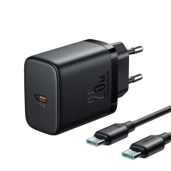 Hitri mali 25 W USB-C polnilec + 1 m USB-C kabel, črn