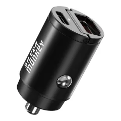 Avto polnilec za vtičnico vžigalnika 30W 1x USB-C PD 1xUSB-A QC črn