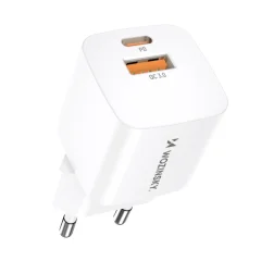 PD QC 3.0 omrežni polnilec 100-240V 20W USB-C USB-A bel