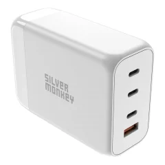 Zmogljiv 200 W GaN polnilec s 3xUSB-C PD USB-A QC 3.0 napajalnim kablom, bel