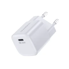 Stenski polnilnik GaN USB-C PD 30 W, bel