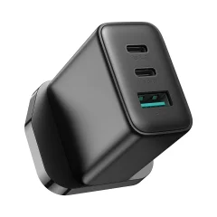 Hitri stenski polnilec 2x USB-C USB-A 32W UK vtič 32W črn