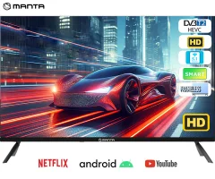 LED TV MANTA 32LHA123E, 81cm (32''), HD+, Android, WiFi, Dolby Digital+, STEREO 5.1, DVB-C/T/T2/S/S2, Hotel Mode, 3x HDMI, 2x USB, 1x CI+, Frameless o