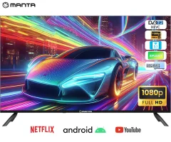 LED TV MANTA 40LFA123E, 101cm (40"), Full HD, Android, WiFi, Dolby Digital+, STEREO 5.1, DVB-C/T/T2/S/S2, Hotel Mode, 3x HDMI, 2x USB, 1x CI+, Frameless oblika