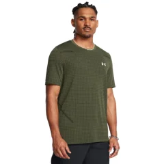 UA Shirt Vanish Seamless Grid SS, Marine OD Green/White - L