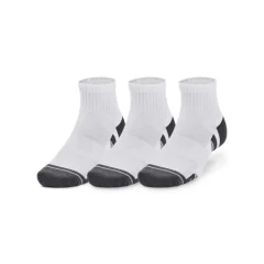 UA Performance Cotton 3-Pack Quarter Socks, White/Pitch Grey - L