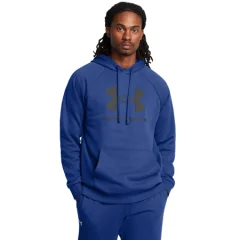 UA Rival Fleece Logo Hoodie, Tech Blue/Midnight Navy - L