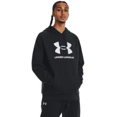 UA Rival Fleece Logo Hoodie, Black/White - M