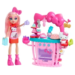 Mattel, Darilni set kuhinje So-Delish Hello Kitty lutka in figurica z dodatki, Ve?barvno