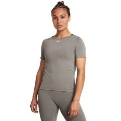 UA Women's Train Seamless Short Sleeve, Pewter/White - S