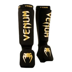 Venum Kontact Shin Guards, Black/Gold - XL