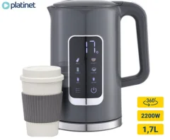 PLATINET PEKR723 grelnik vode, 1.7L, 2200W, digitalni zaslon, 5 stopenj, funkcija Keep Warm, varnostne zaščite, samodejni izklop, 360° podstavek, +GRATIS skodelica