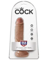 DILDO King Cock With Balls Tan 7''