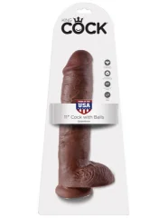 DILDO King Cock With Balls Brown 11"