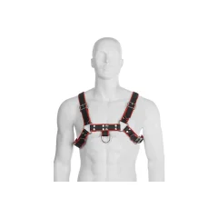 Oprtnik Leather Body - Chain Harness III, črno-rdeč