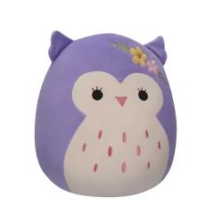 SQU: Squishmallows, 30 cm, HOLLY, LJUBIČASTA SOVA S CVJETNOM UKOSNICOM