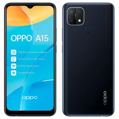 Obnovljeno - znaki rabe - Oppo A15 crn 32 GB 3 GB ram dual sim 4G - svetli znaki uporabe obnovljeno