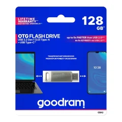 Pendrive 128GB, dva USB 3.2 + USB-C OTG ODA3 priključka, srebrna