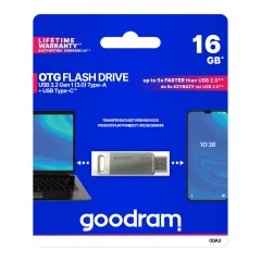 Goodram spominski ključ 16GB USB 3.2 Gen 1 USB / USB-C OTG ODA3 srebrn