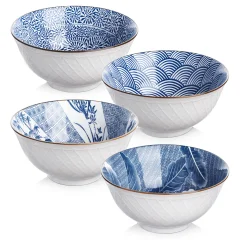 Y YHY Set 4 keramičnih skled s prostornino 710 ml – japonske sklede za ramen, juho, žitarice, sadje, solato, testenine – porcelanaste sklede za dekoracijo kuhinje in darilo ob selitvi