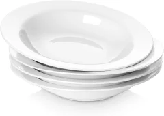 Y YHY Set 4 skled za juho, sklede za testenine, sklede za solato in bele krožnike, široke porcelanaste sklede s prostornino 591 ml, primerne za mikrovalovno pečico in pomivalni stroj, božičn