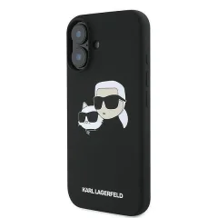 Originalen KARL LAGERFELD ovitek iPhone 16 Plus - IML NFT Heads - črn silikonska zaščita MagSafe - KLHMP16MSKCHPPLK