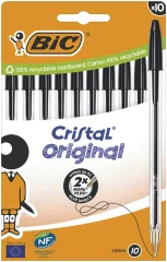 BIC Cristal Original kemični svinčnik, črn, škatla po 10 kosov