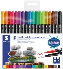 STAEDTLER permanentna peresnica z dvojnimi vlakni, etui 18