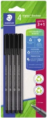 STAEDTLER Fineliner triplus, črn, pretisni omot po 4 kosi