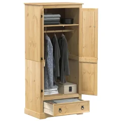 The Living Store Garderobna omara Corona 76x50x170 cm trdna borovina - Garderobna Omara