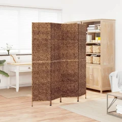 The Living Store Paravan s 4 paneli rjav 163x180 cm vodna hijacinta - Paravan