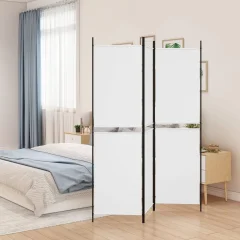 The Living Store Paravan 3-delni bel 150x200 cm blago - Paravan