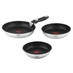 Set 3 zložljivih inox ponev s snemljivim ročajem FRYING PANS SINGLE HAND