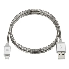 QDOS, 1m kabel PowerSteel Reinforced Metal Micro USB na USB 2.0, Srebrna