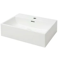 Umivalnik - Kopalna umivalnik - Lavabo z odprtino za armaturo bela keramika 51,5x38,5x15 cm