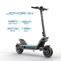 JOYOR E6-S Električni skuter 1600W*2 Dvojna motorja do 70KM/H Največja hitrost 60V31.5AH Baterija 85KM doseg 11-palčna pnevmatika