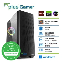 PCPLUS Gamer Ryzen 5 8500G/32GB/1TB SSD/RTX 4060 8GB RGB/W11 Home gaming namizni računalnik