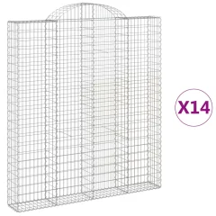 vidaXL Obokane gabion košare 14 kos 200x30x220/240 cm pocinkano železo