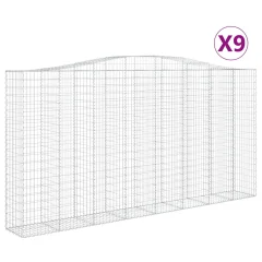 vidaXL Obokane gabion košare 9 kos 400x50x200/220 cm pocinkano železo