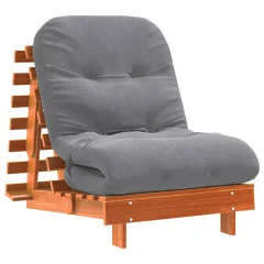 Futon - Futonski ležalnik z ležiščem voščeno rjava 70x206x11 cm trdna borovina