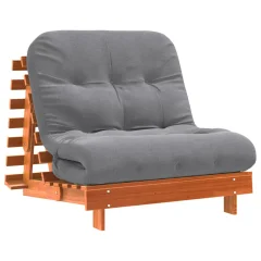 Futon - Futonski ležalnik z ležiščem voščeno rjava 80x206x11 cm trdna borovina