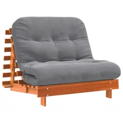 Futon - Futonski ležalnik z ležiščem voščeno rjava 100x206x11 cm trdna borovina