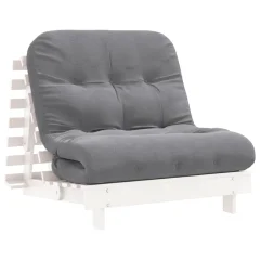 Futon - Futonski ležalnik z ležiščem bela 80x206x11 cm trdna borovina