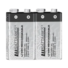 Liibattaries USB-C Polnilne zmogljive baterije Lithium-Ion 9V 500mAh 9V (2pcs)